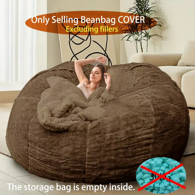 Puha és Bolyhos Műszőrme Babzsák Szék Huzat - 182.88cm, Töltet Nélkül, Gépben Mosható, Sokoldalú Nappali Dekorációhoz, Szürke és Kék